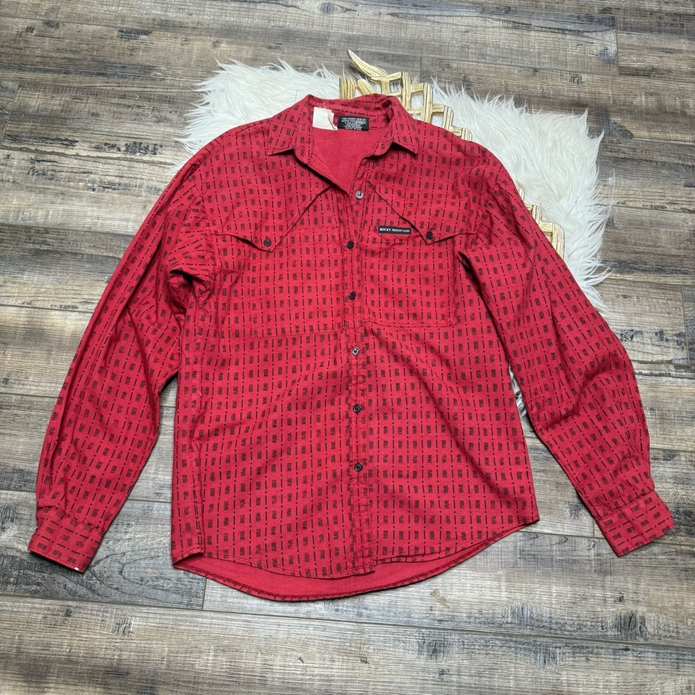 Vintage Rocky Mountain Red‎ Patterned Shirt Button Down